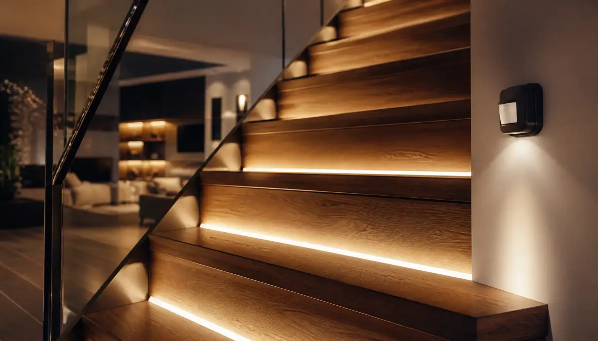 LED-подсветка ступеней: выбор профиля, ленты и датчика движения