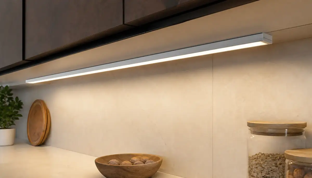 Монтаж LED-профиля под кухонным шкафом