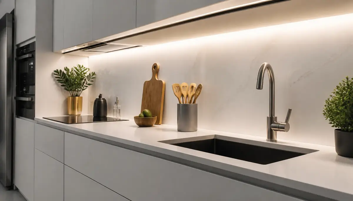 LED-подсветка рабочей зоны кухни под шкафами