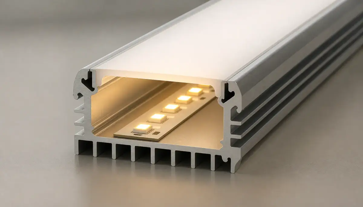 Алюминиевый профиль с LED-лентой в разрезе