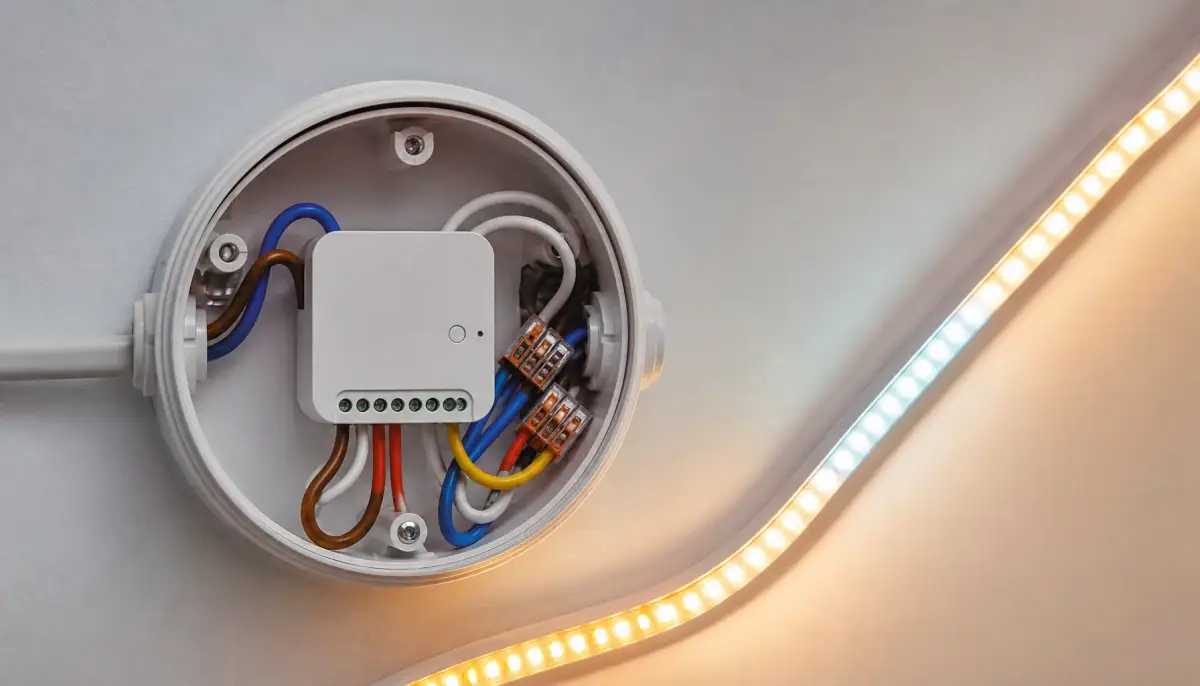 Установленный контроллер Moes Zigbee в монтажной коробке
