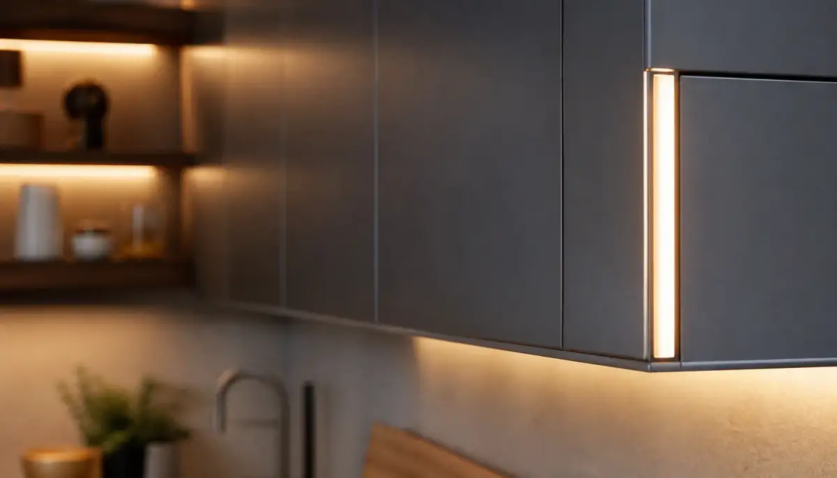 Накладной профиль с LED-лентой на кухонном гарнитуре