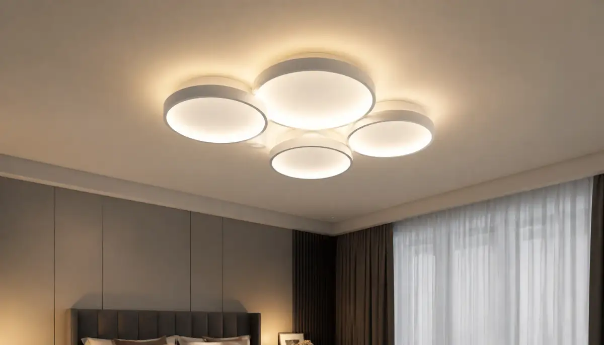 Потолочная LED-люстра с матовым рассеивателем для основного света в спальне